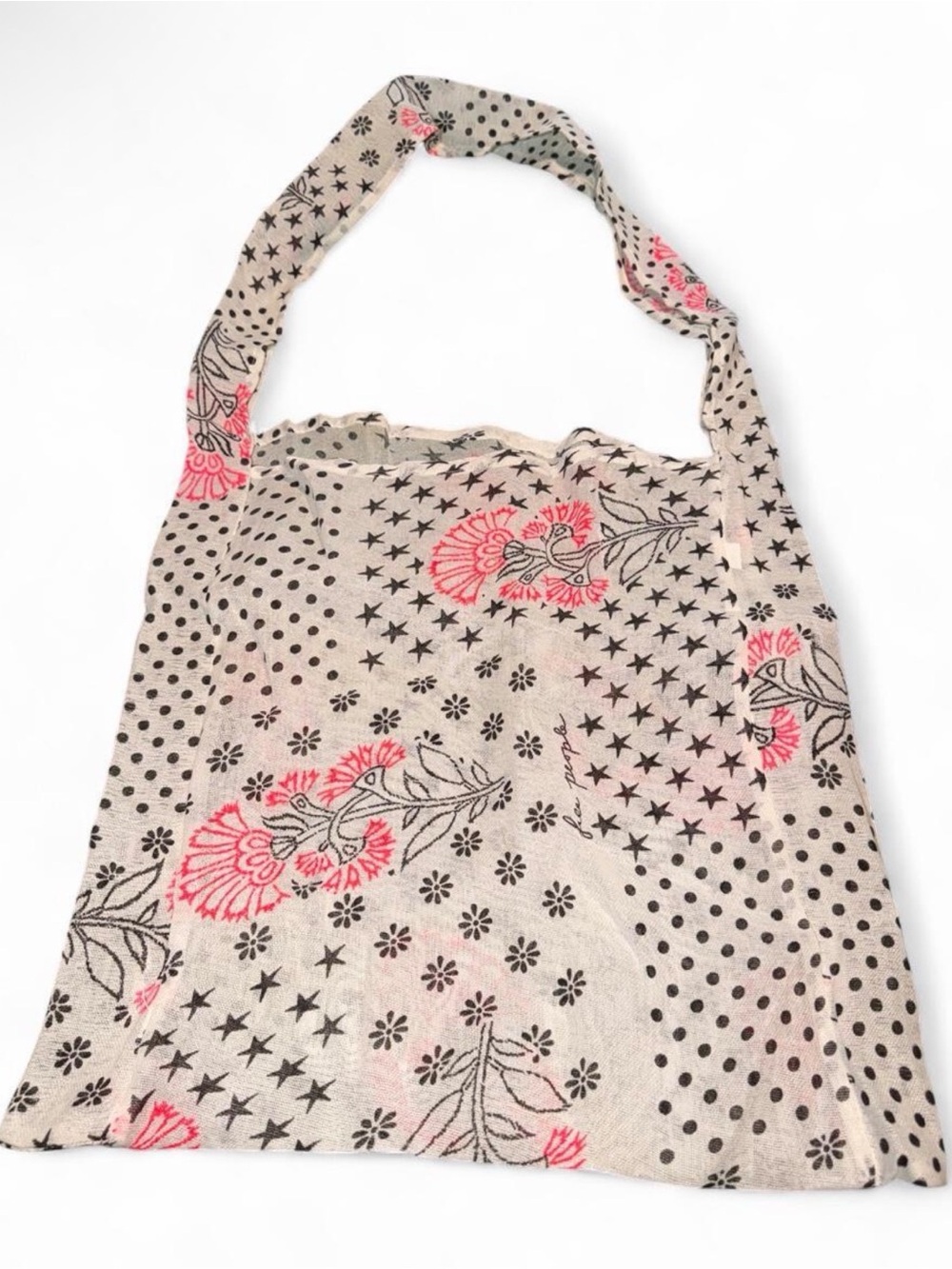 Free People Tote with Pink Floral Accents